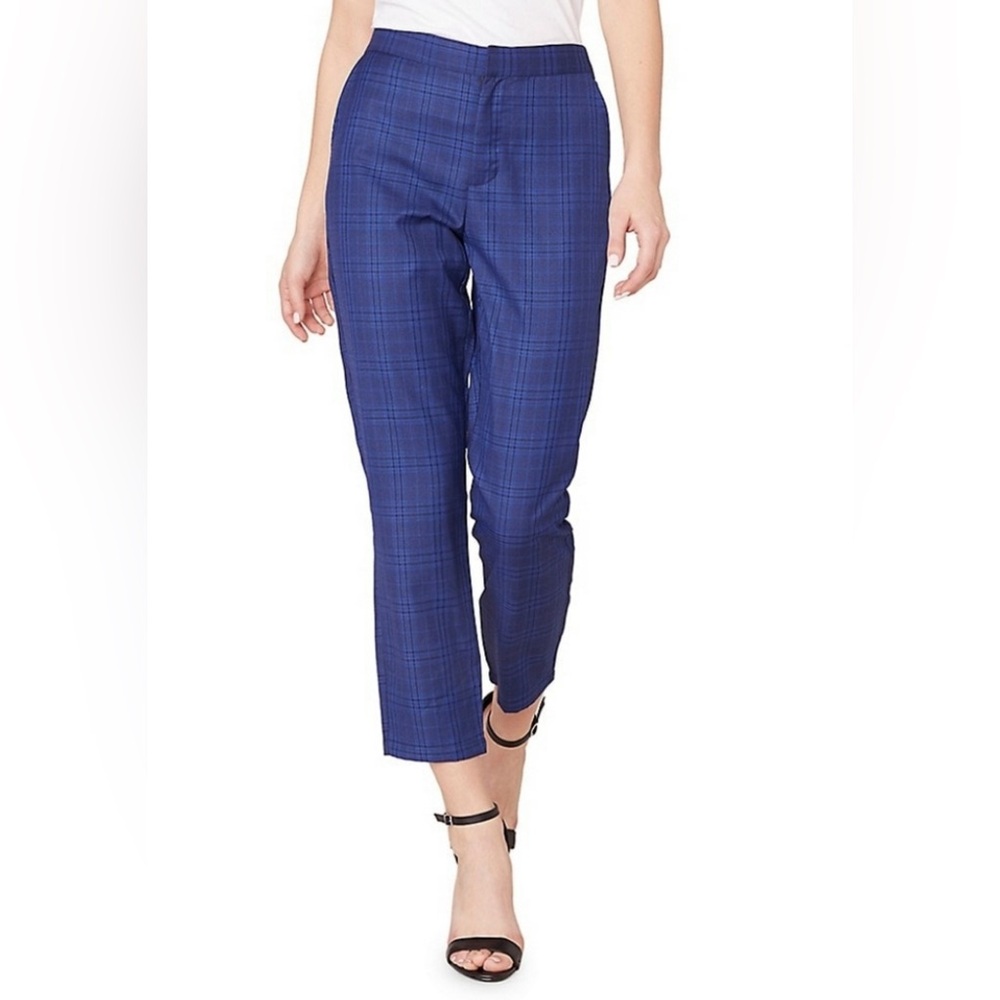 NWT BB Dakota “Work It Out” Blue/Black Plaid Cropped Pants size 4